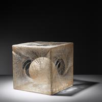 Untitled Cube with Floating Orb Sculpture