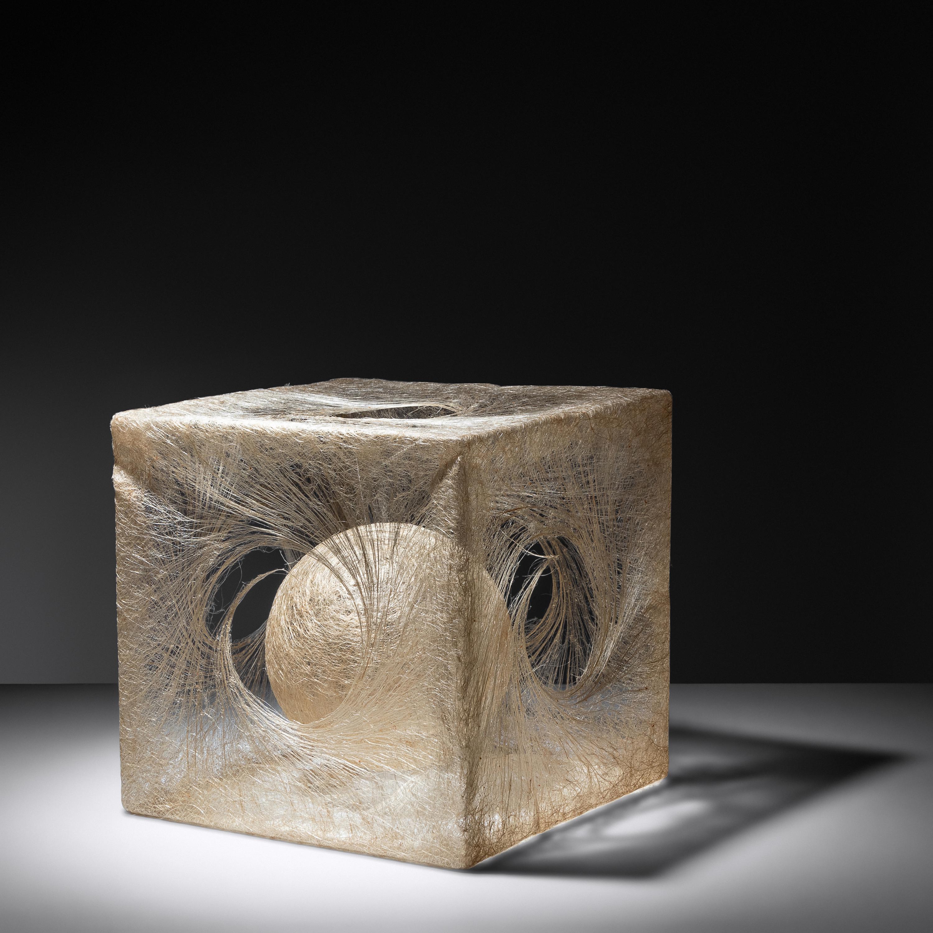 Untitled Cube with Floating Orb Sculpture