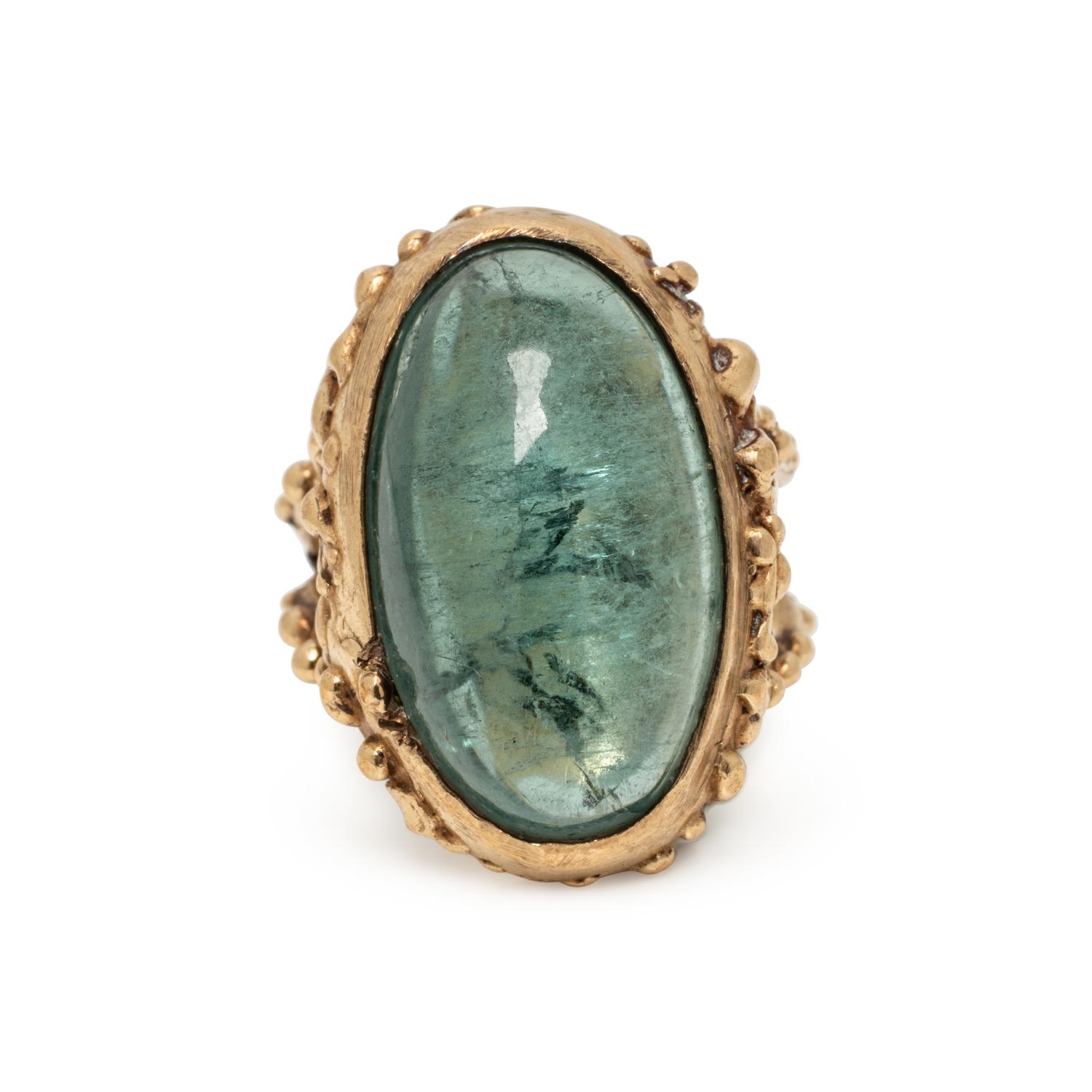 YELLOW GOLD AND GREEN TOURMALINE RING