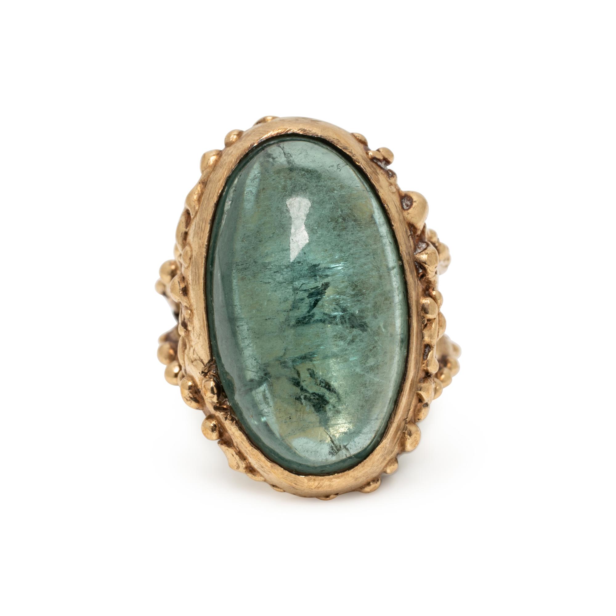 YELLOW GOLD AND GREEN TOURMALINE RING