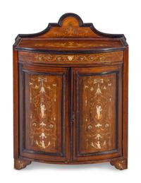An Italian Neoclassical Style Marquetry Decorated Walnut Cabinet
