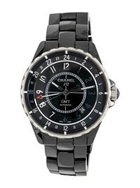 CHANEL, STEEL AND BLACK CERAMIC 'J12 GMT' WATCH