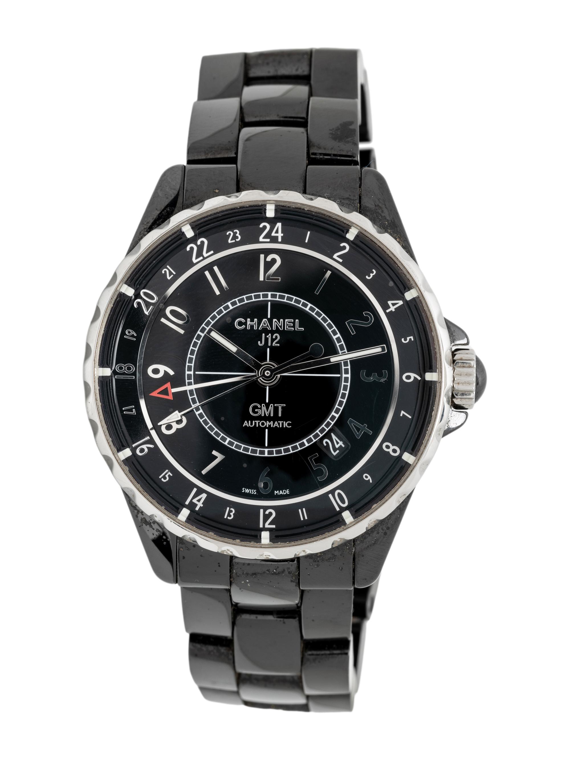 CHANEL, STEEL AND BLACK CERAMIC 'J12 GMT' WATCH