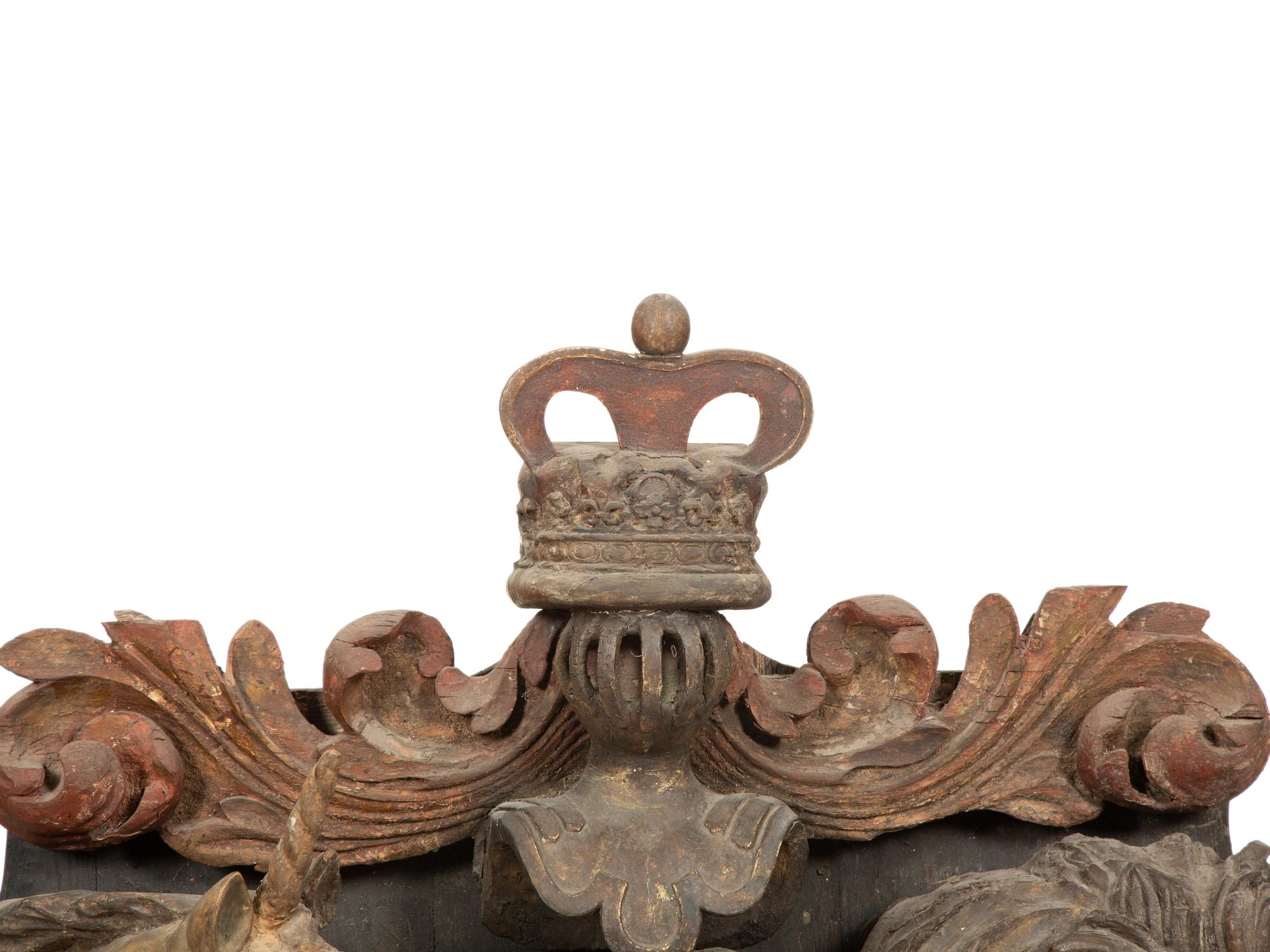 A Large Carved and Polychrome Decorated Coat of Arms of the United Kingdom