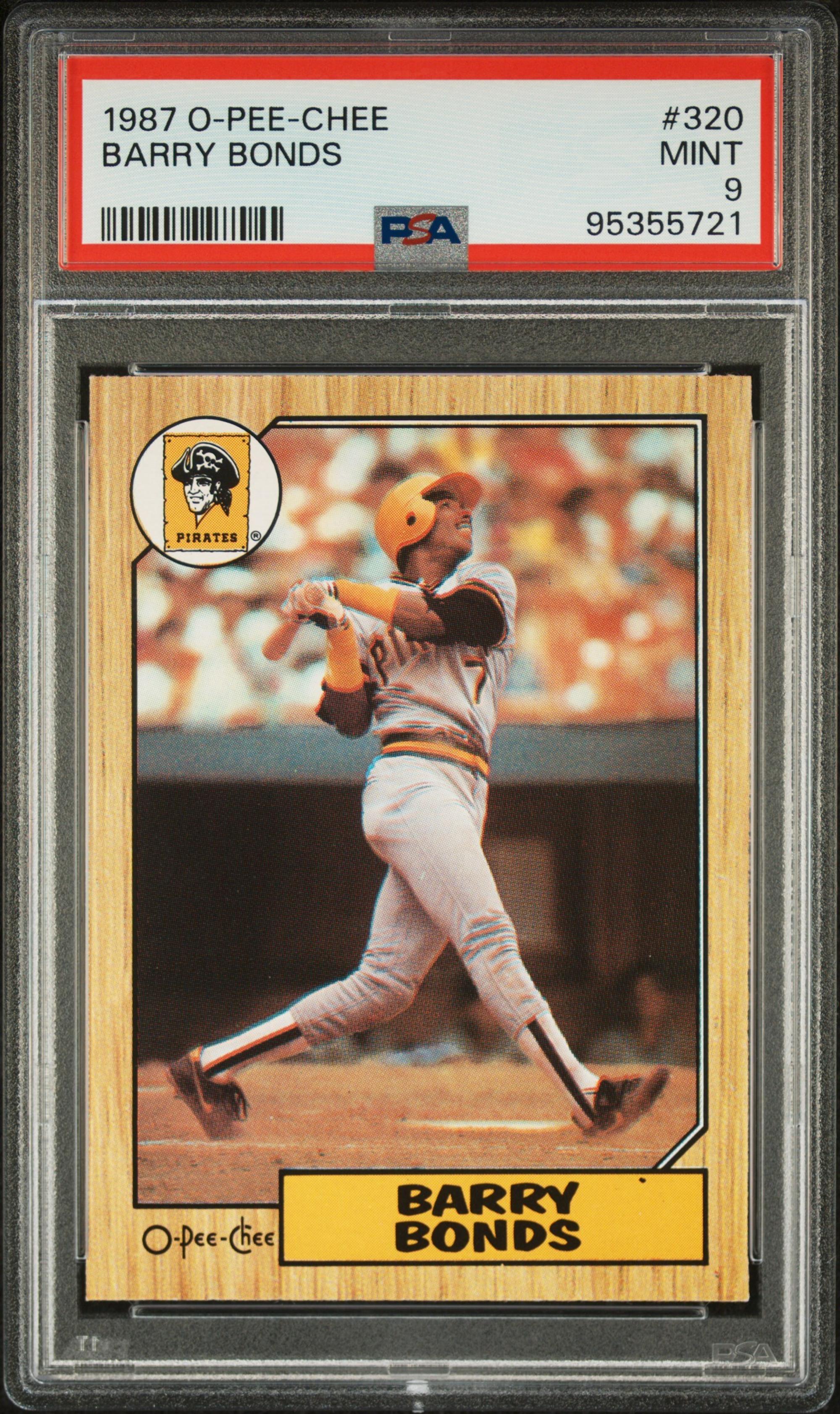 A 1987 Barry Bonds O-Pee-Chee Rookie Baseball Card No. 320 (PSA 9 MINT)