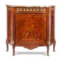 A Louis XVI Style Gilt Bronze Mounted Marquetry Cabinet Height 43 x width 45 1/2 x depth 21 inches. — 19TH CENTURY