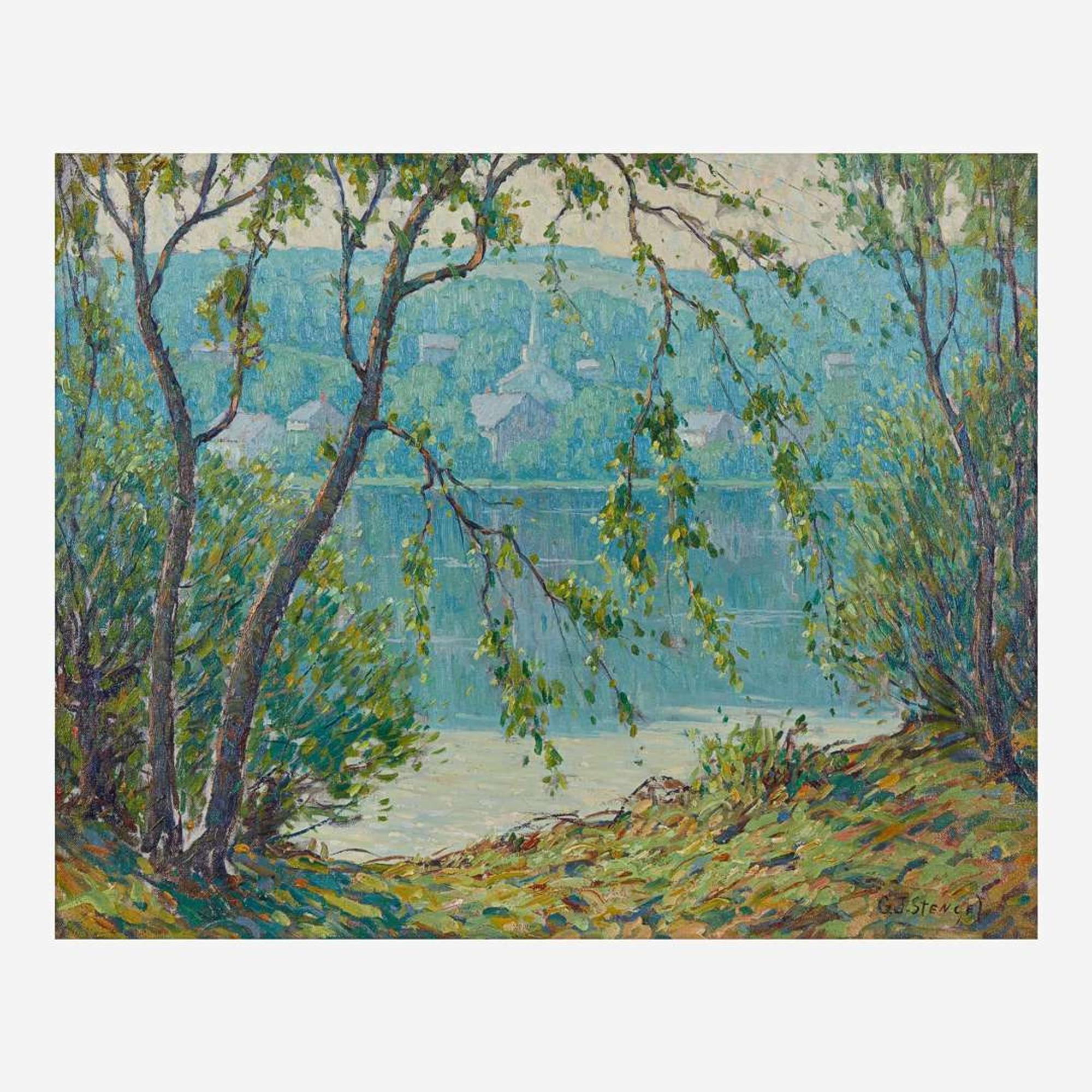 George J. Stengel (American, 1872–1937) Along the River (Lambertville, NJ)