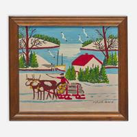 Maud Lewis (Canadian, 1903-1970) Lake with Log Sled