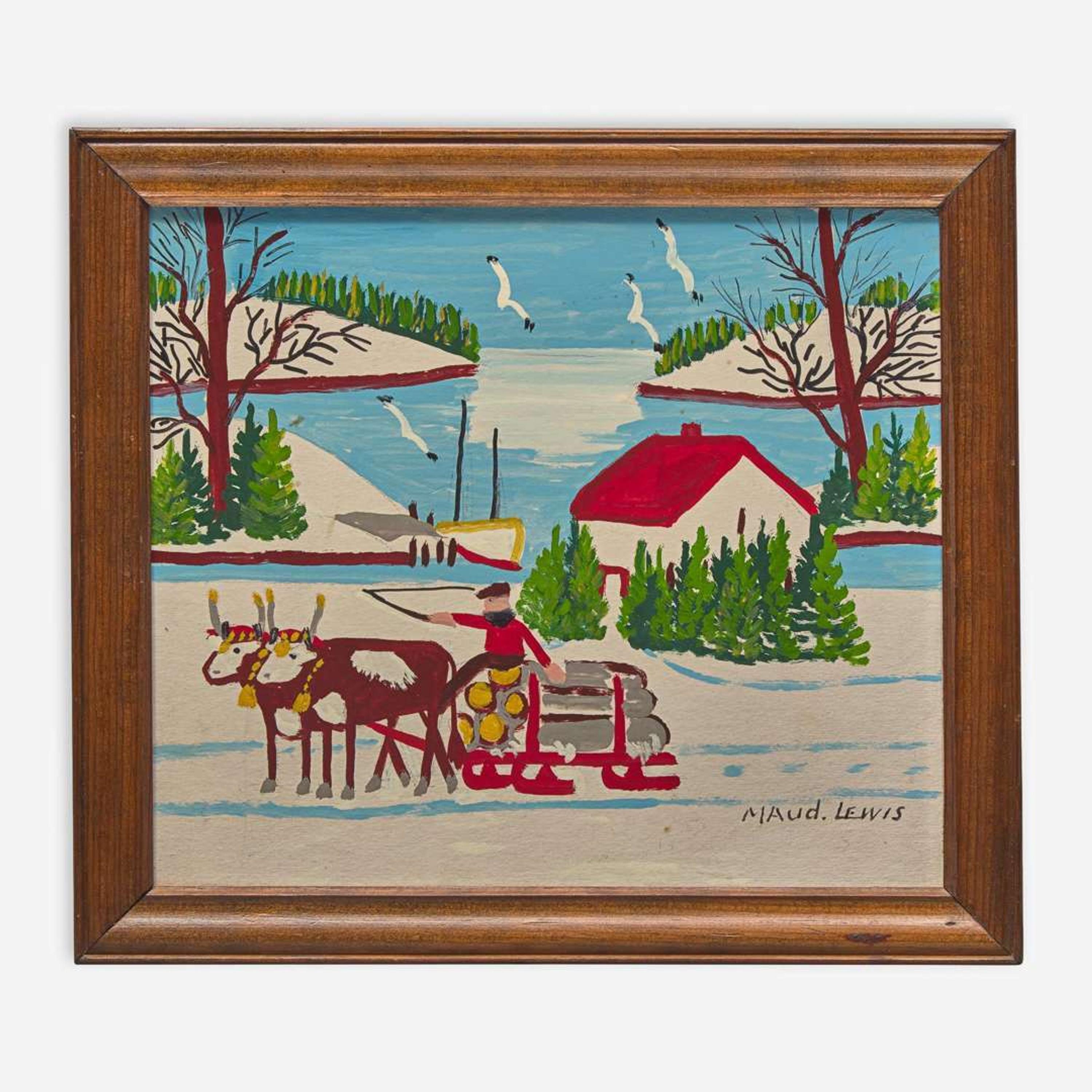Maud Lewis (Canadian, 1903-1970) Lake with Log Sled