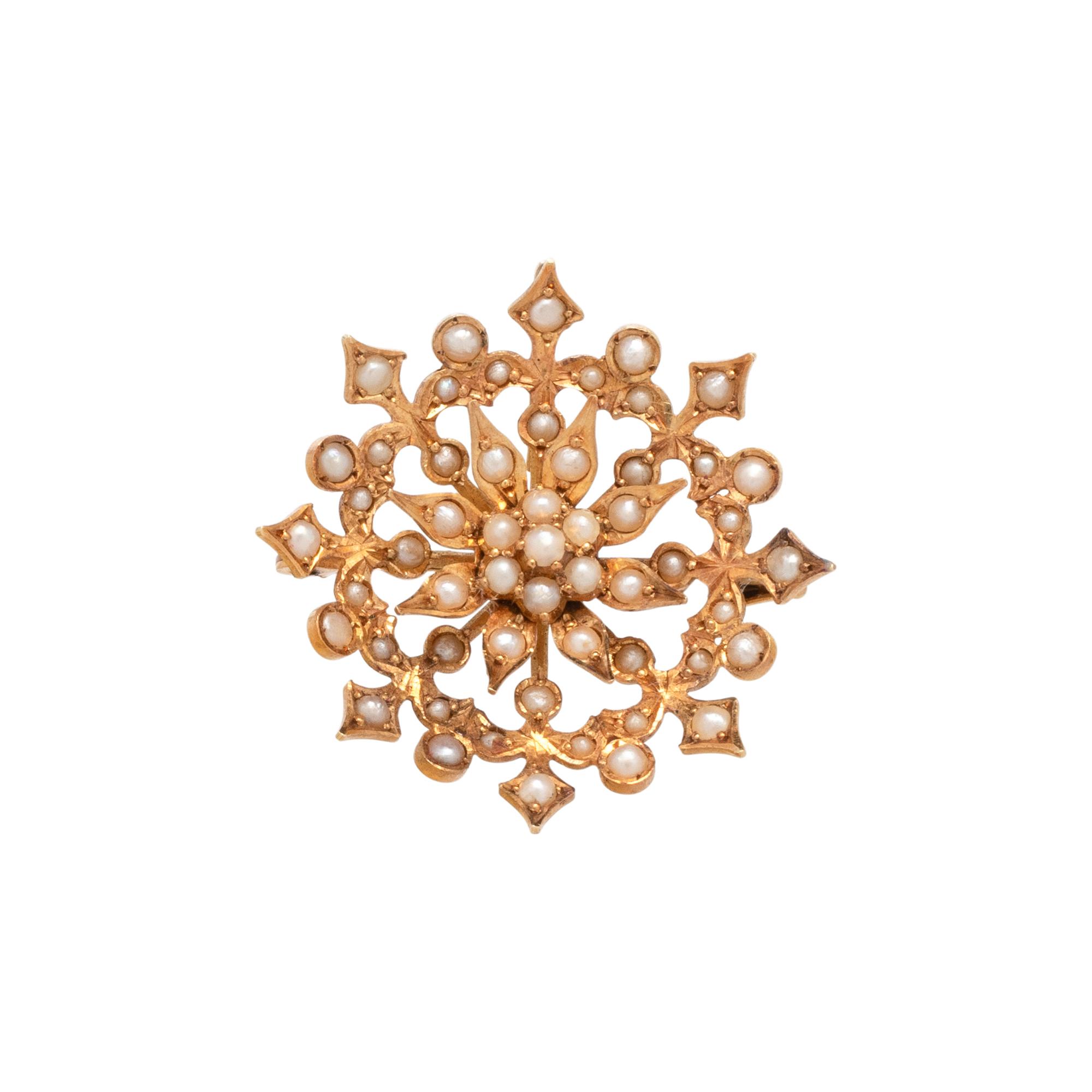 ANTIQUE, YELLOW GOLD AND SEED PEARL PENDANT/NECKLACE