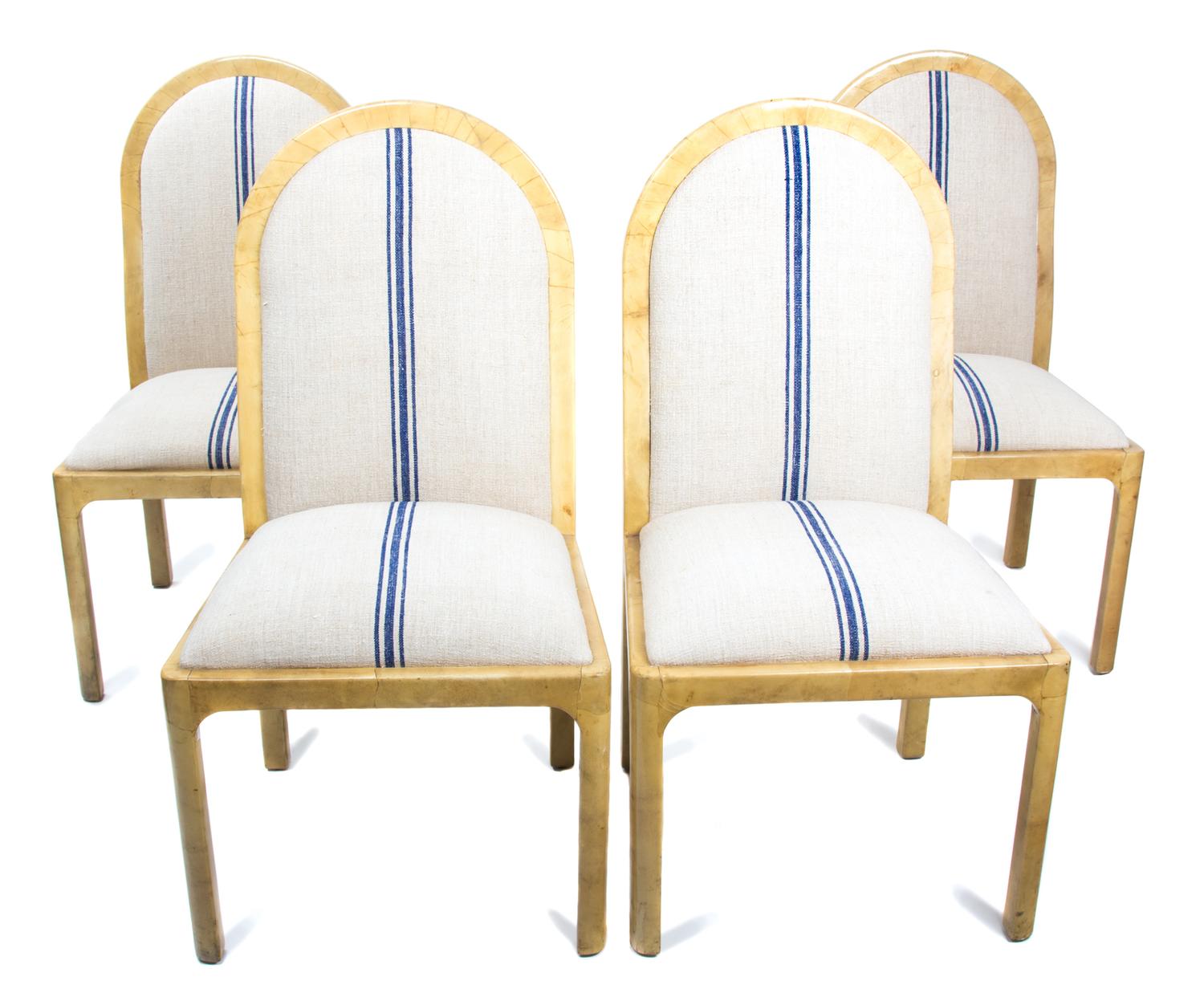 A Set of Four Lacquered Goatskin Side Chairs After Karl Springer
