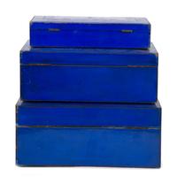 Three Gilt-Embossed Painted Wood Boxes