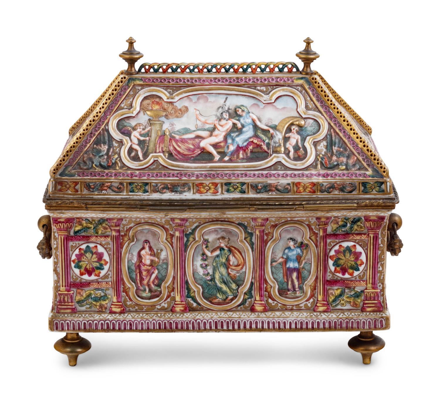 A Capodimonte Porcelain Table Casket