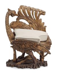 An Italian Giltwood "Grotto" Style Ostrich Chair