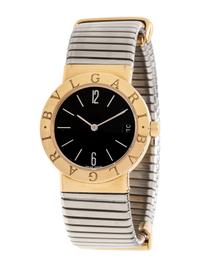 BVLGARI, 18K YELLOW GOLD AND STAINLESS STEEL REF. BB 30 GSCD 'TOBAGO' WRISTWATCH