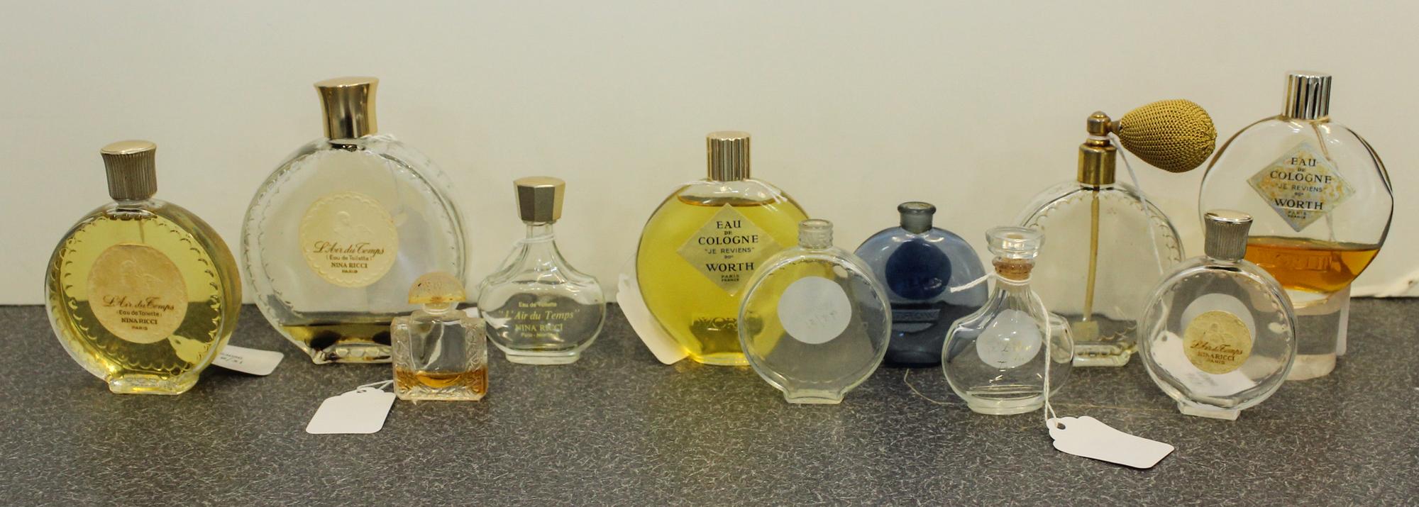 A Collection of French Glass Perfume Bottles