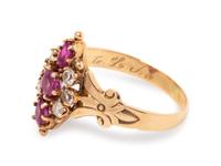 An Antique Yellow Gold, Ruby and Diamond Ring,