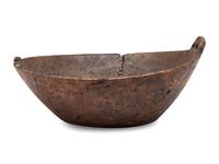 A Carved Wood Handled Burlwood Bowl