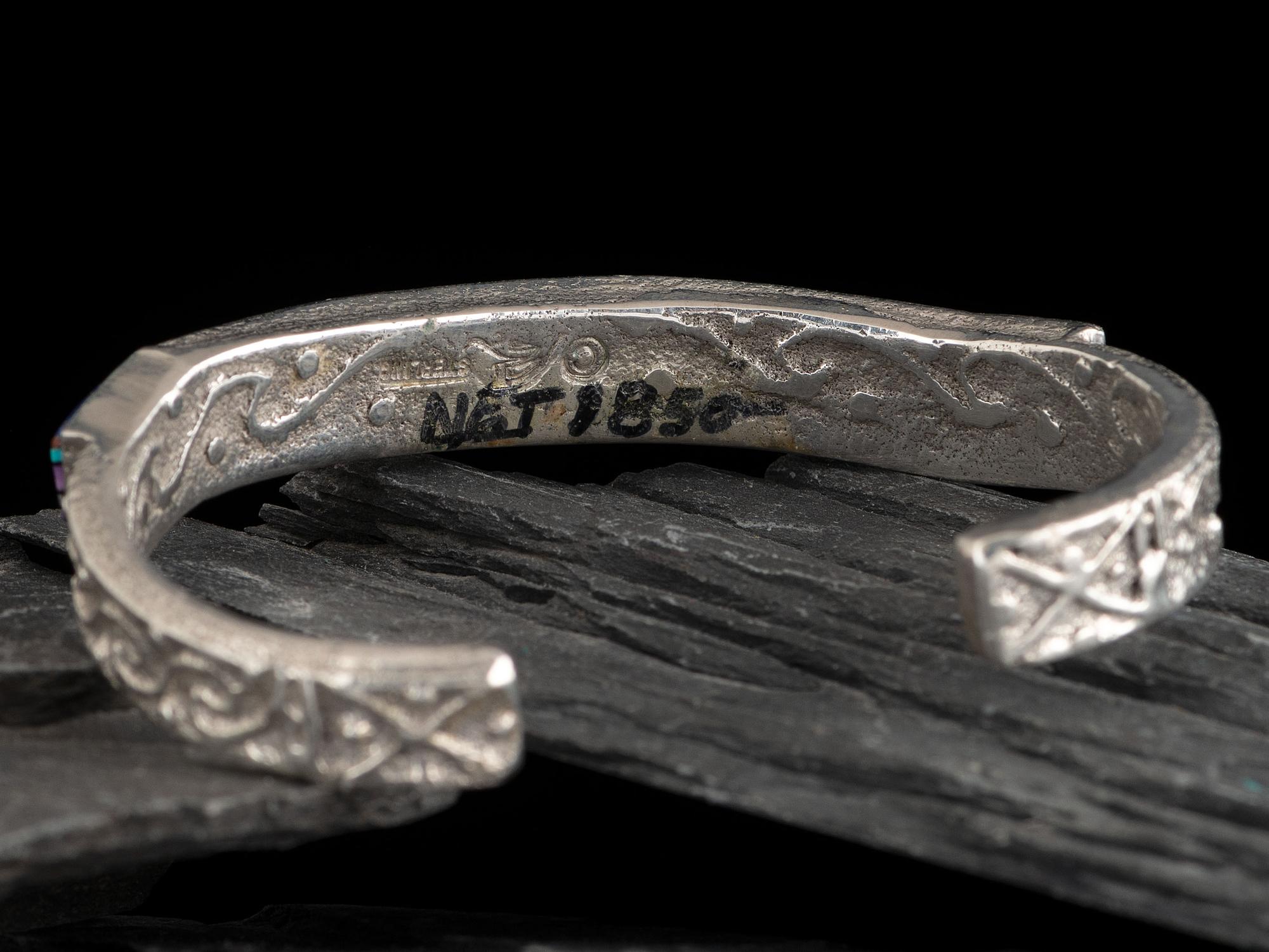 Sterling Silver and Figural Micro Mosaic Cuff Bracelet