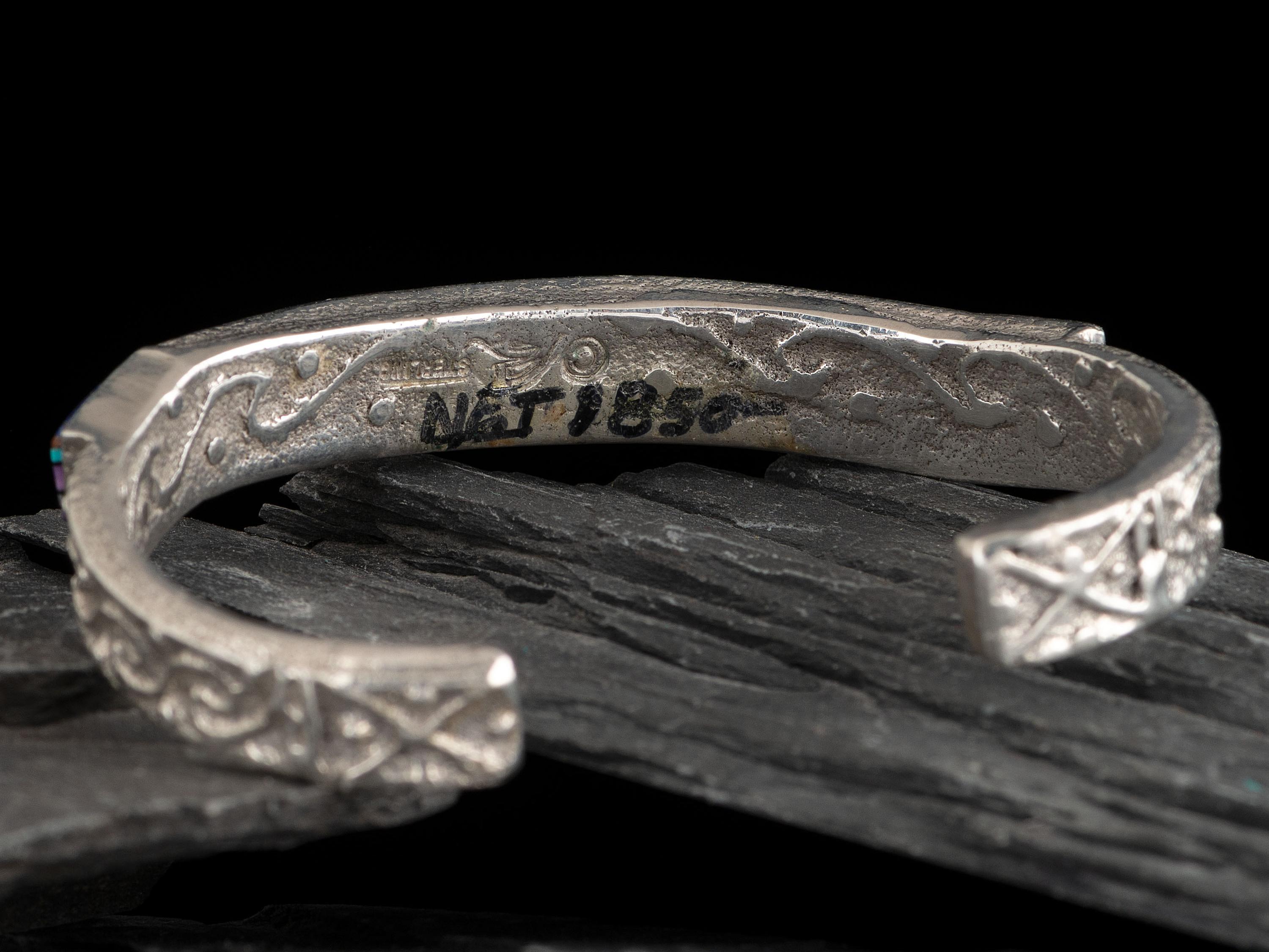 Sterling Silver and Figural Micro Mosaic Cuff Bracelet