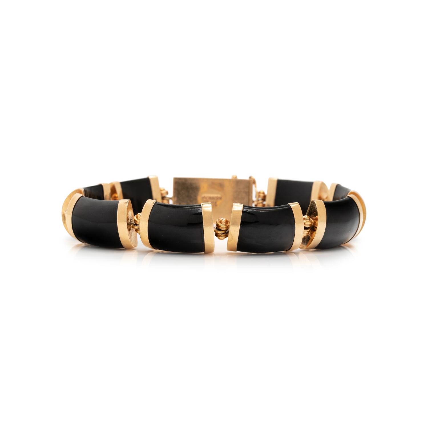 GUMPS, YELLOW GOLD AND BLACK NEPHRITE 'JOSEPHINE' BRACELET