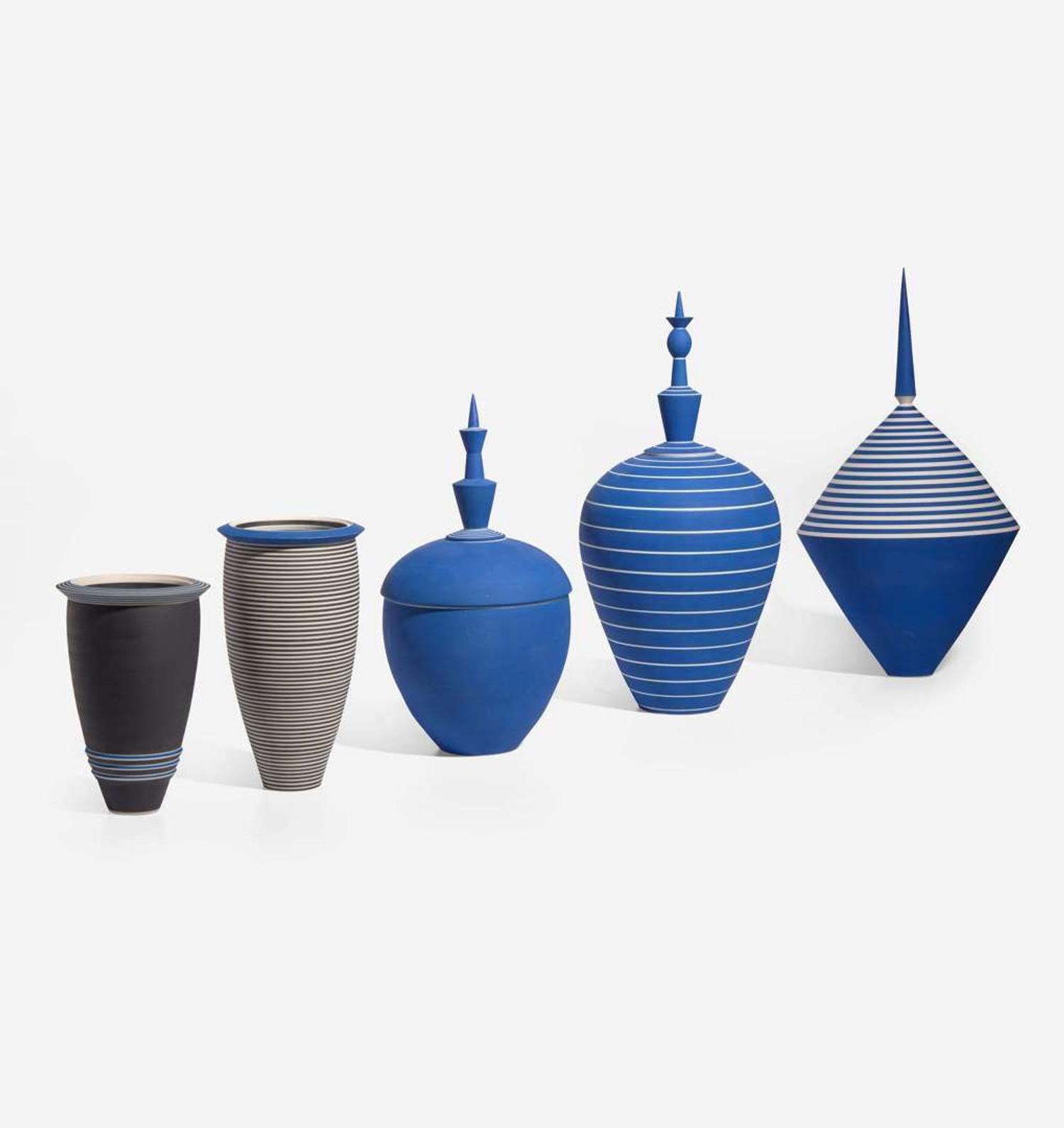 Roseline Delisle (Canadian, 1952-2003) Five Porcelain Vessels, California, USA, 1987-1995