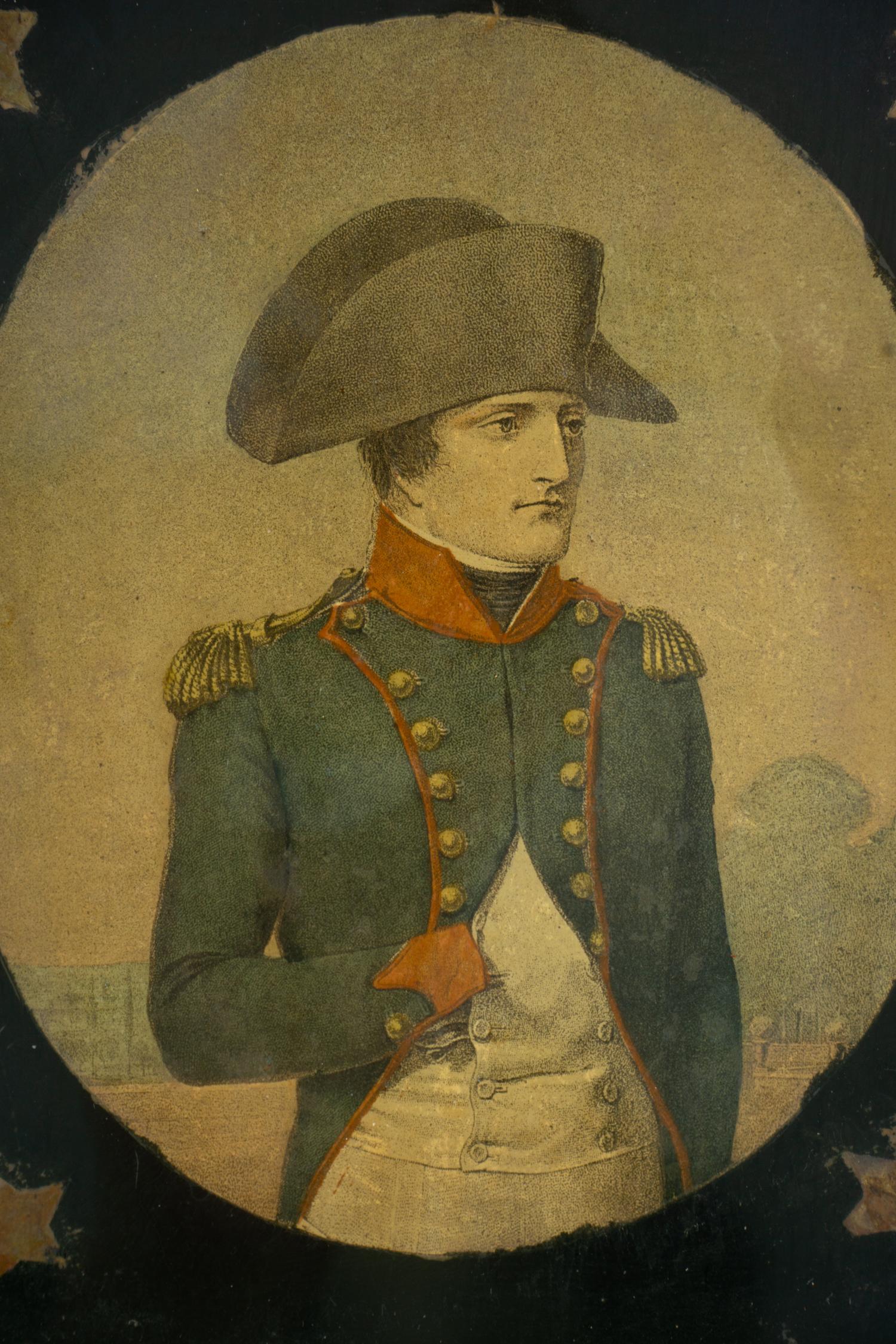 A Pair of Glass Mezzotints Depicting Napoleon