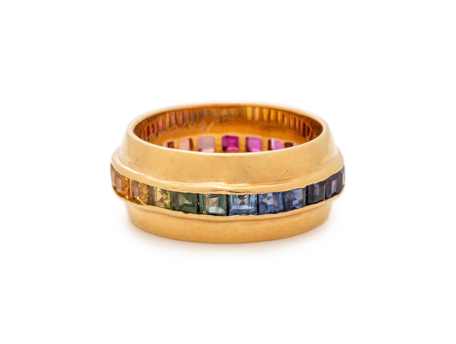 YELLOW GOLD AND MULTICOLOR SAPPHIRE RING