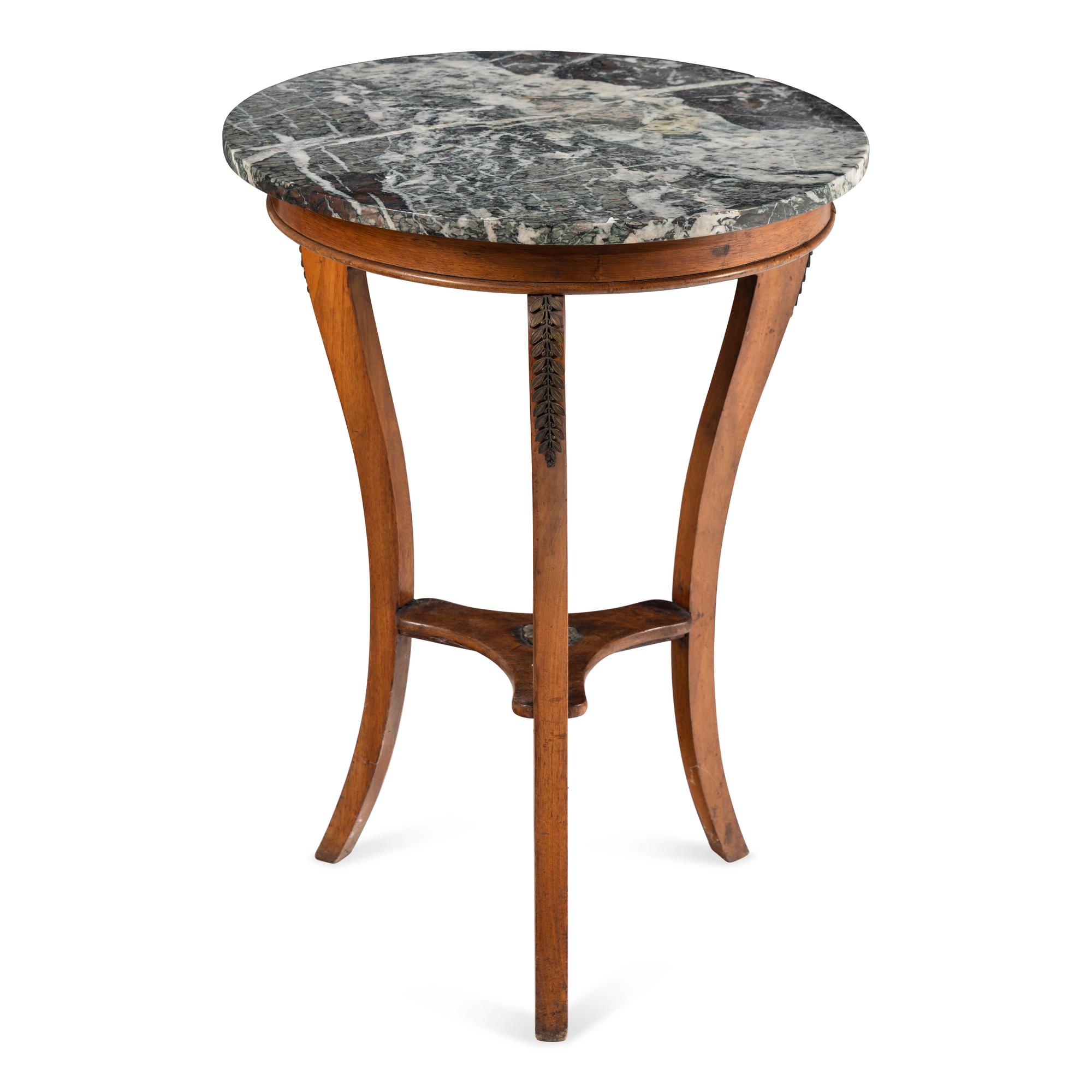 A Biedermeier Style Walnut and Marble Top End Table