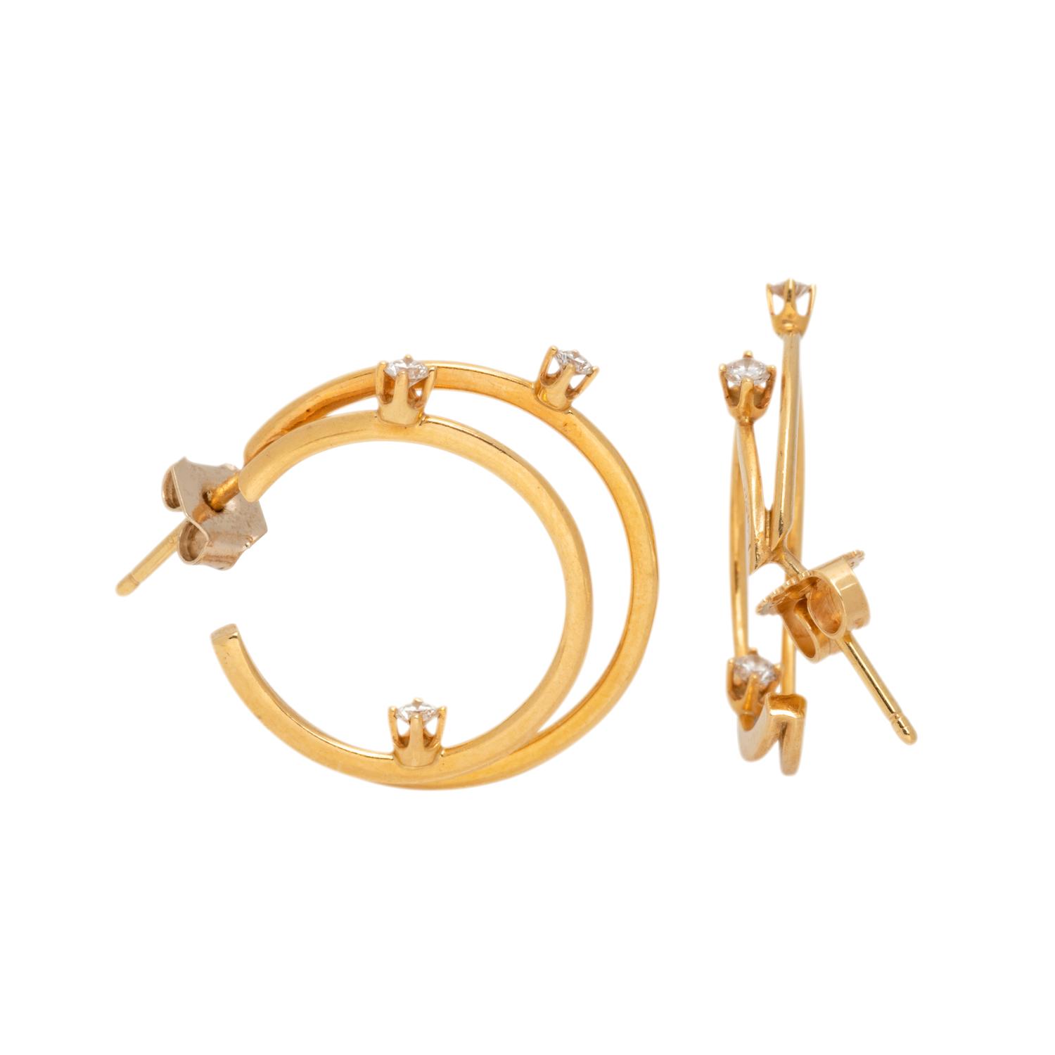 TIFFANY & CO., YELLOW GOLD AND DIAMOND HOOP EARRINGS