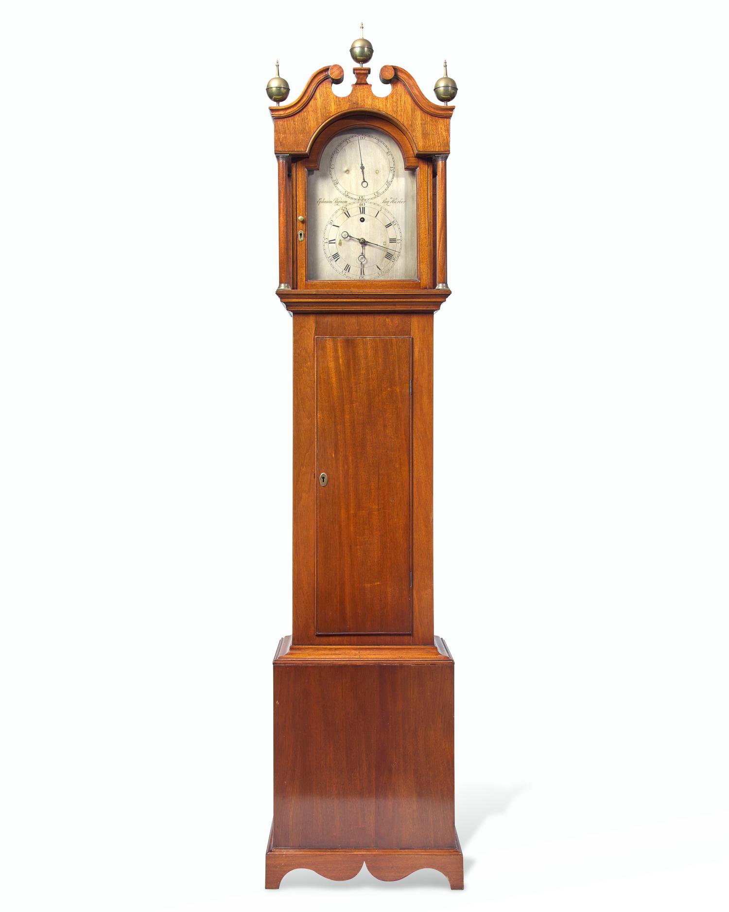 A Federal Mahogany Tall Case With Rare Astronomical Regulator Clock By Ephraim Niles Byram (1809-1881) Of Sag Harbor, New York