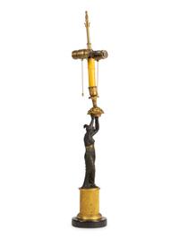 A French Gilt and Patinated Bronze Figure Mounted as a Lamp