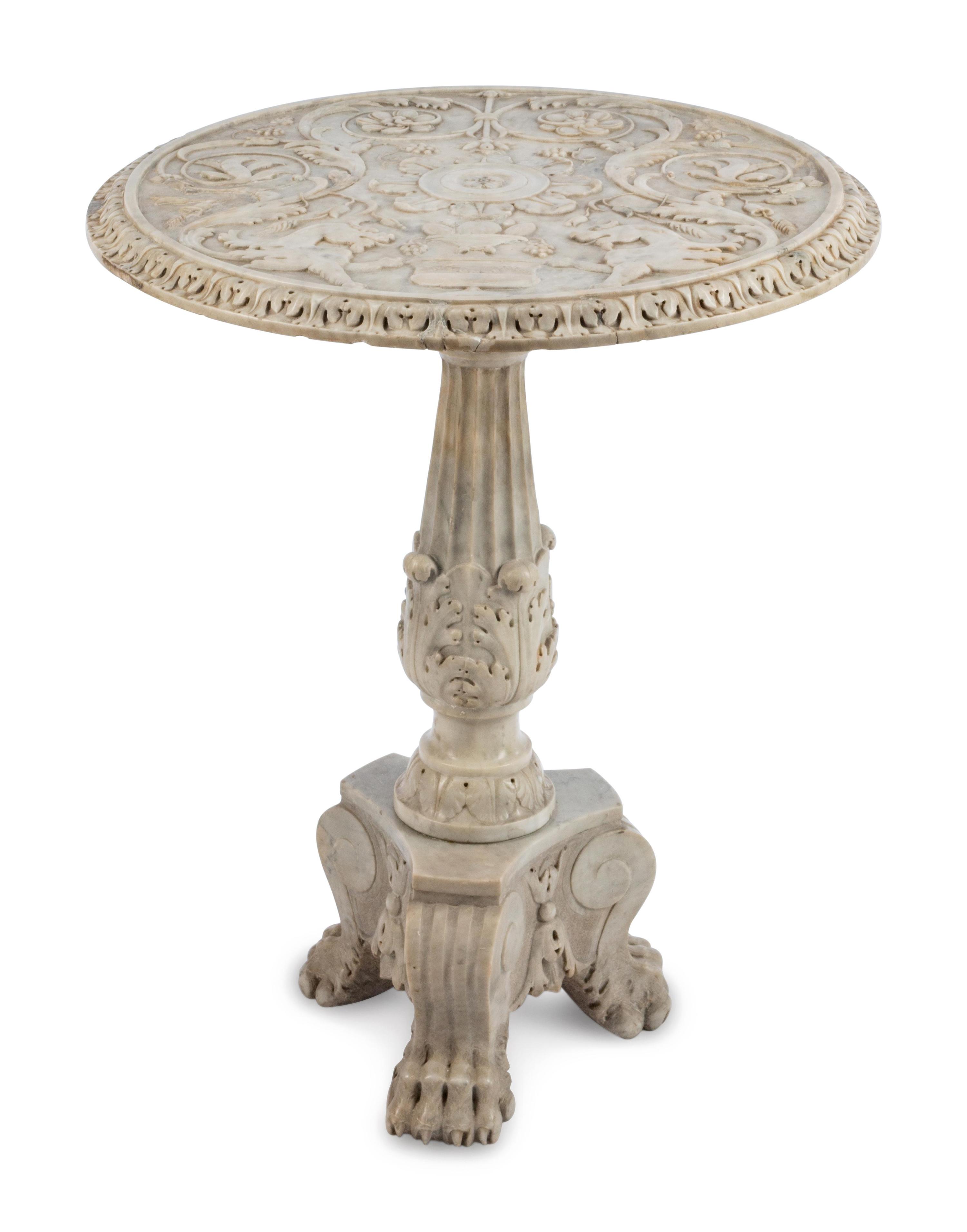 An Italian Carved Marble Pedestal Table