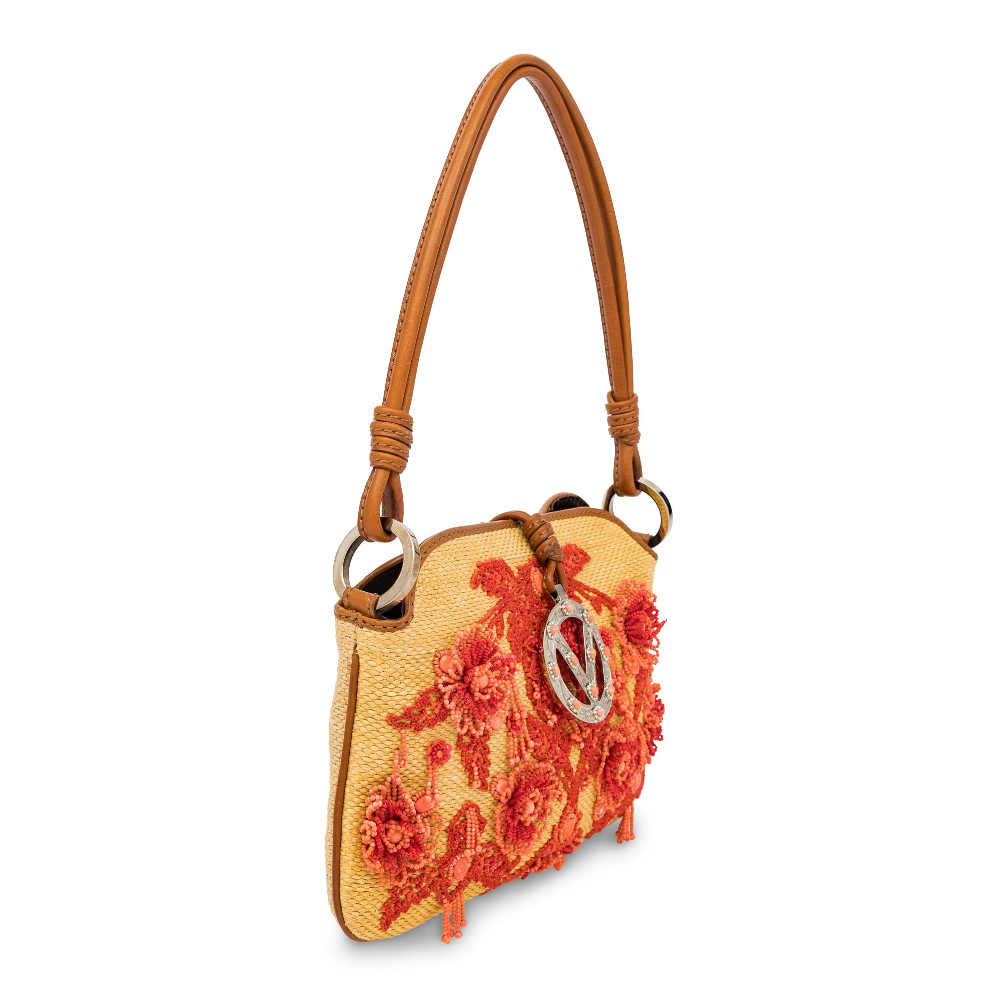 Valentino, Handbag in Beaded Canvas & Leather