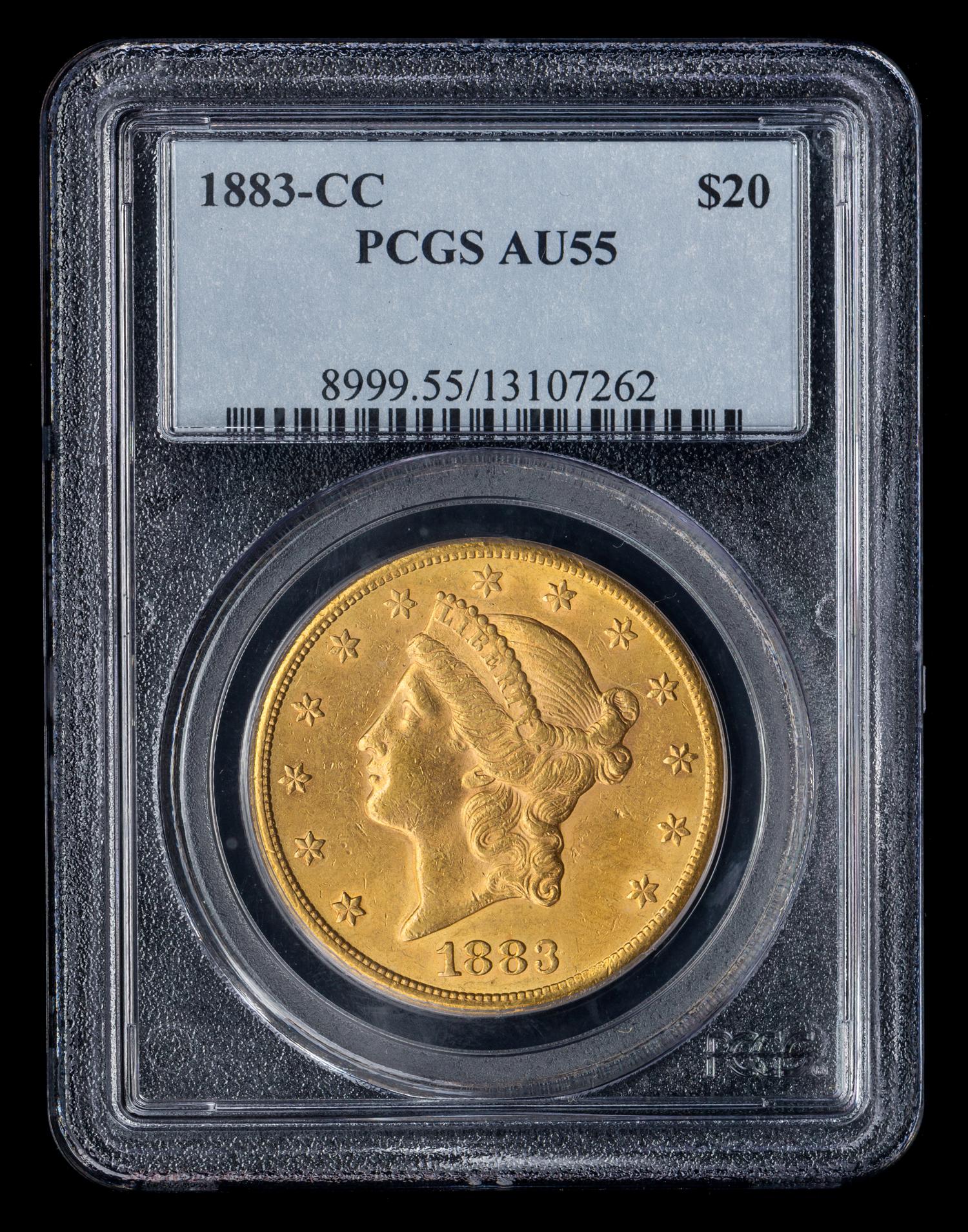 A United States 1883-CC Liberty Head $20 Gold Coin