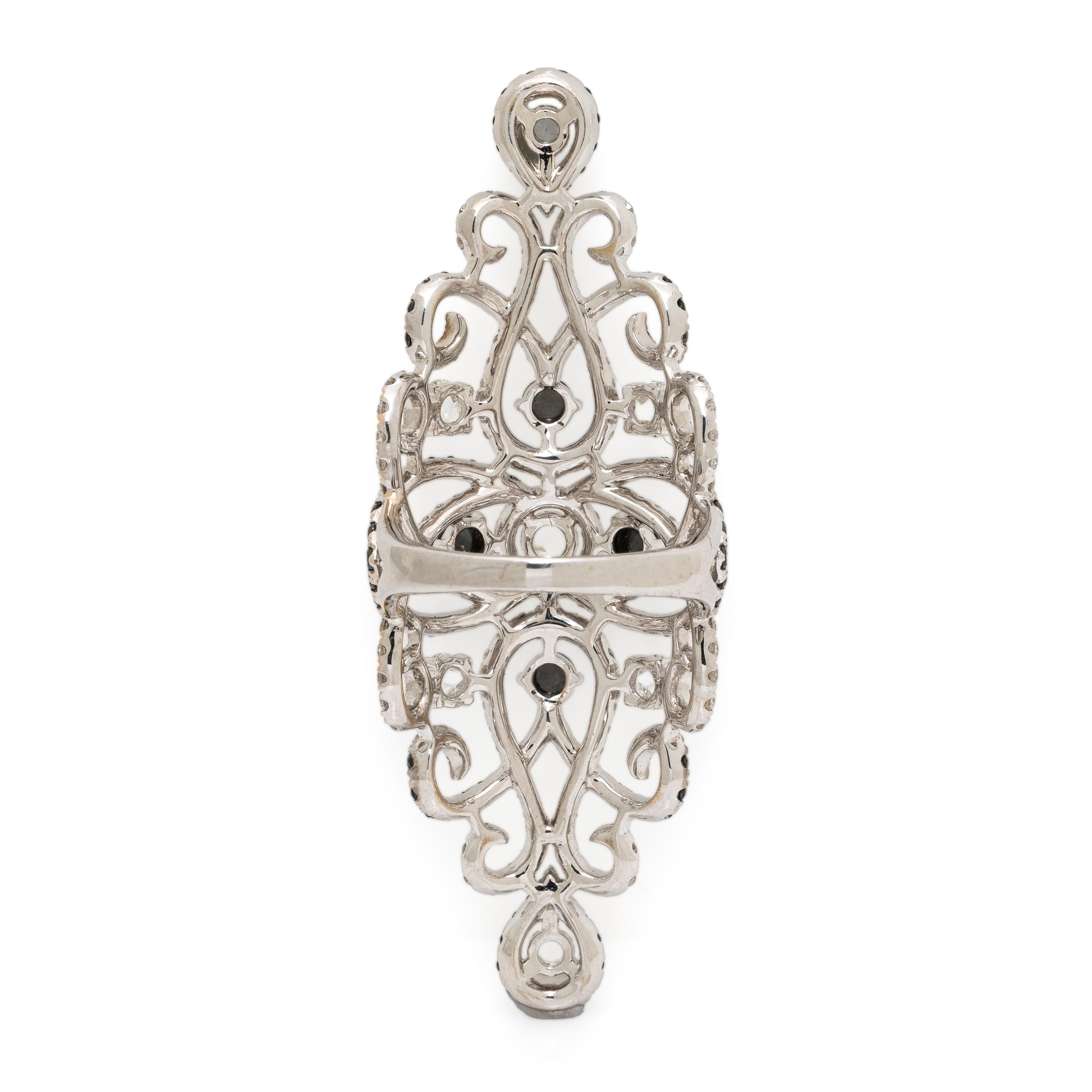 Diamond, Black Diamond, and White Gold Ring