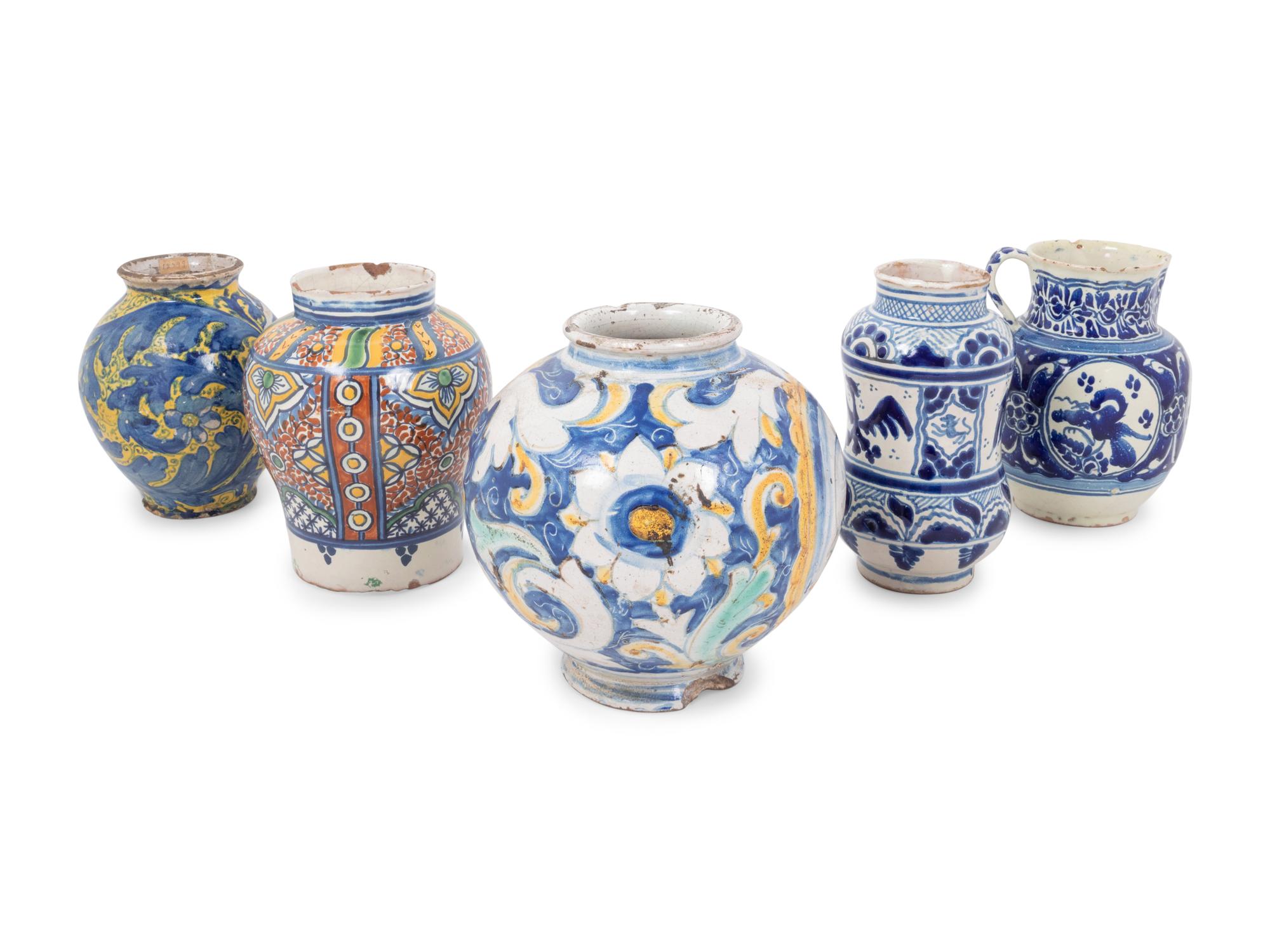 Five Continental Faience Articles