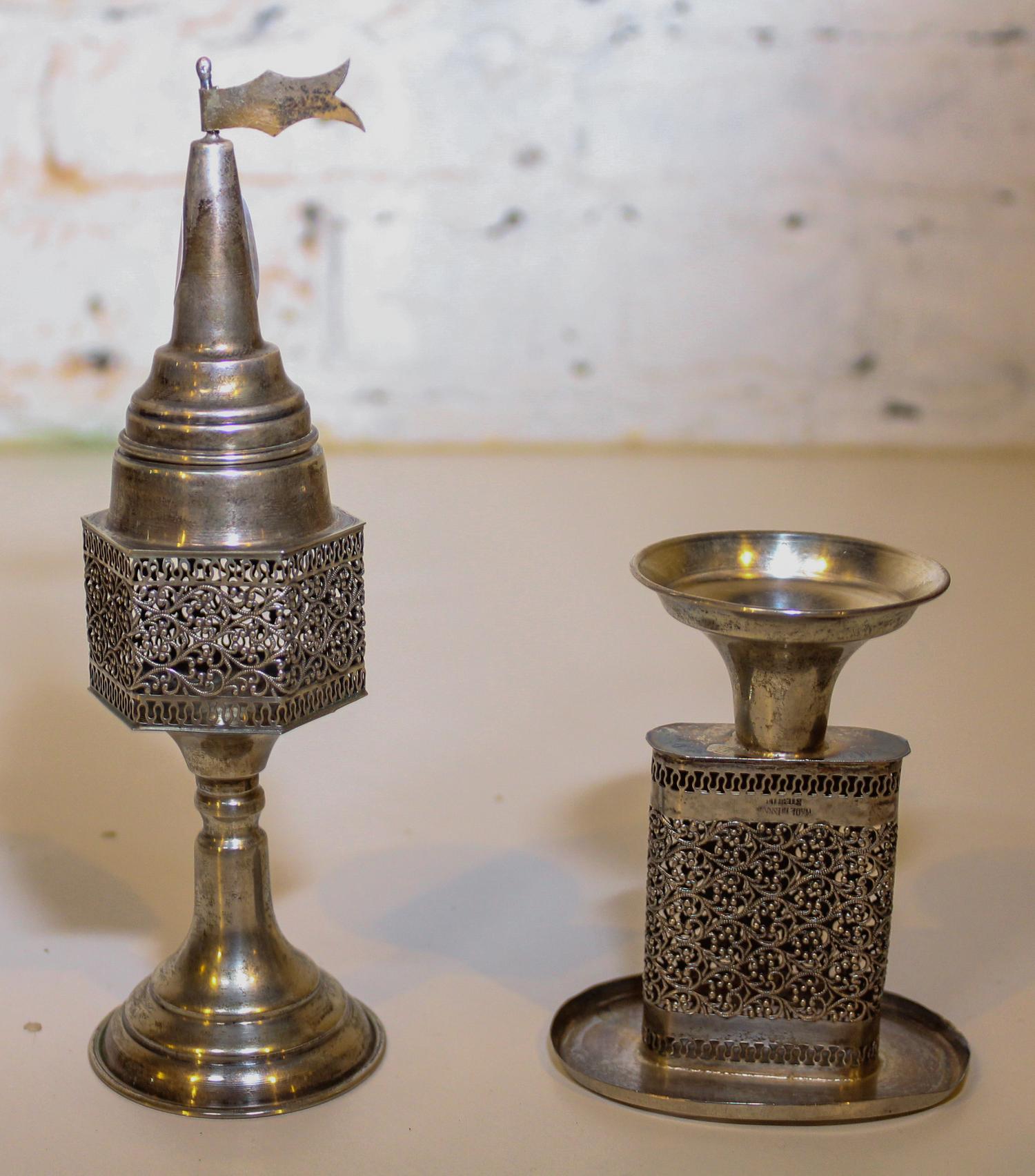 A German Silver Spice Tower Height of first 7 1/2 inches.