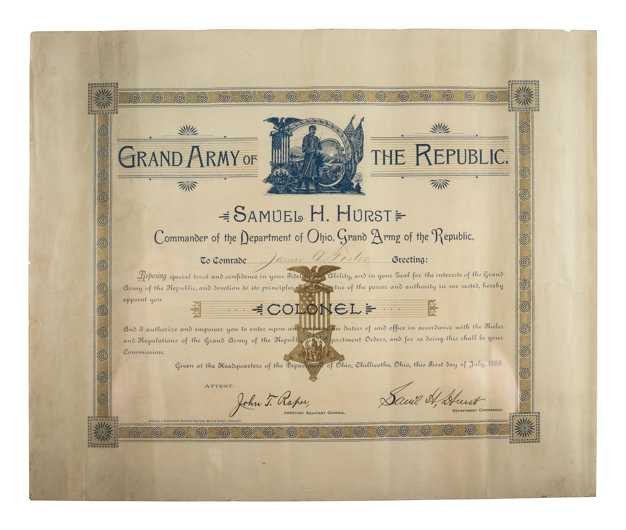 [CIVIL WAR]. A group of documents related to Major James C. Foster, 59th United States Colored Troops, including: