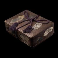 A Japanese Mixed-Metal Inset Lacquer Stationary Box, Bunko, Meiji-Taisho Period
