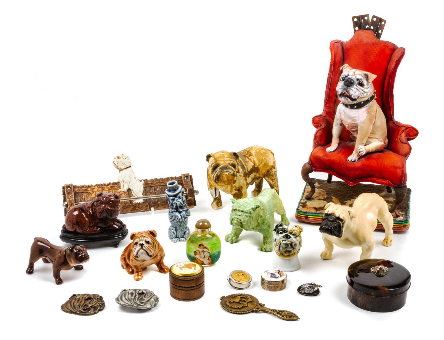 A Group of Seventeen Figures of Various Dog Breeds Height of tallest 8 1/2 inches.