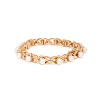 YELLOW GOLD, CULTURED PEARL AND DIAMOND BRACELET