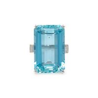 AQUAMARINE AND DIAMOND RING