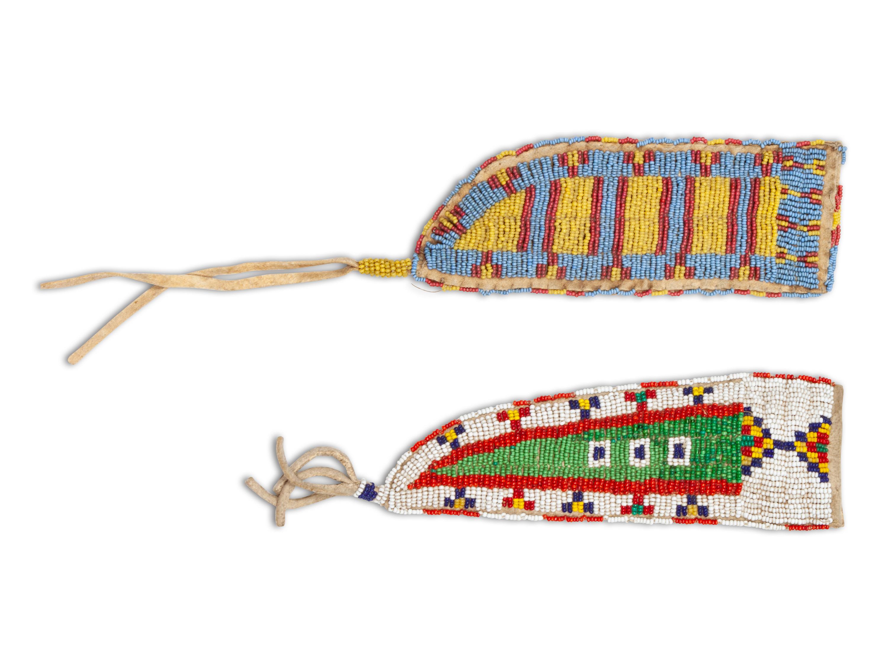 Sioux Beaded Hide Knife Sheaths, Group of Two