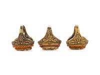 Three Chinese Inset Gilt Filigree Rings