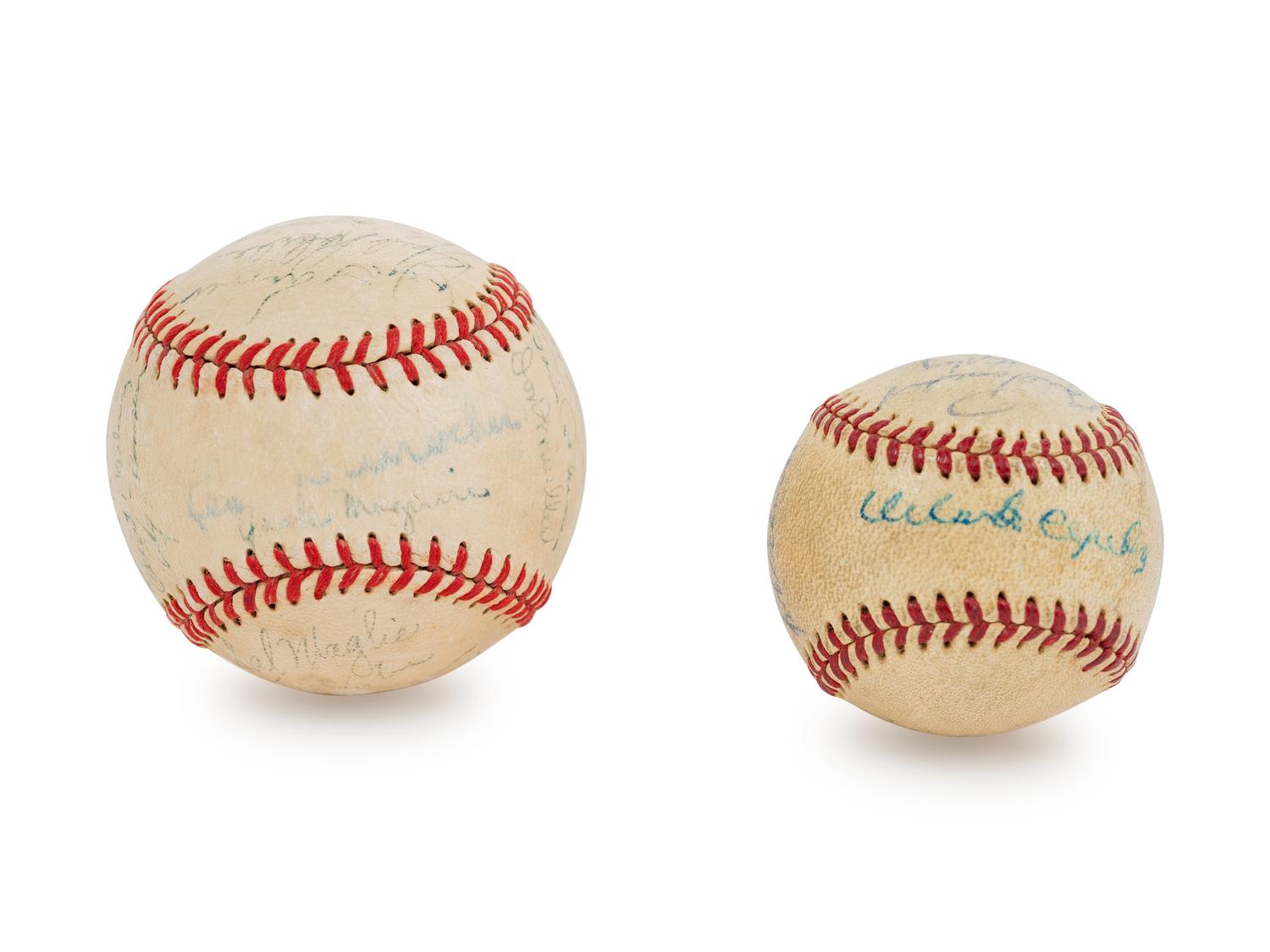 A 1950 New York Giants Team Signed Baseball Including Monte Irvin and A 1960 San Francisco Giants Team Signed Mini Baseball Including Orlando Cepeda and Willie McCovey (BAS Beckett Authentication Services Certified)