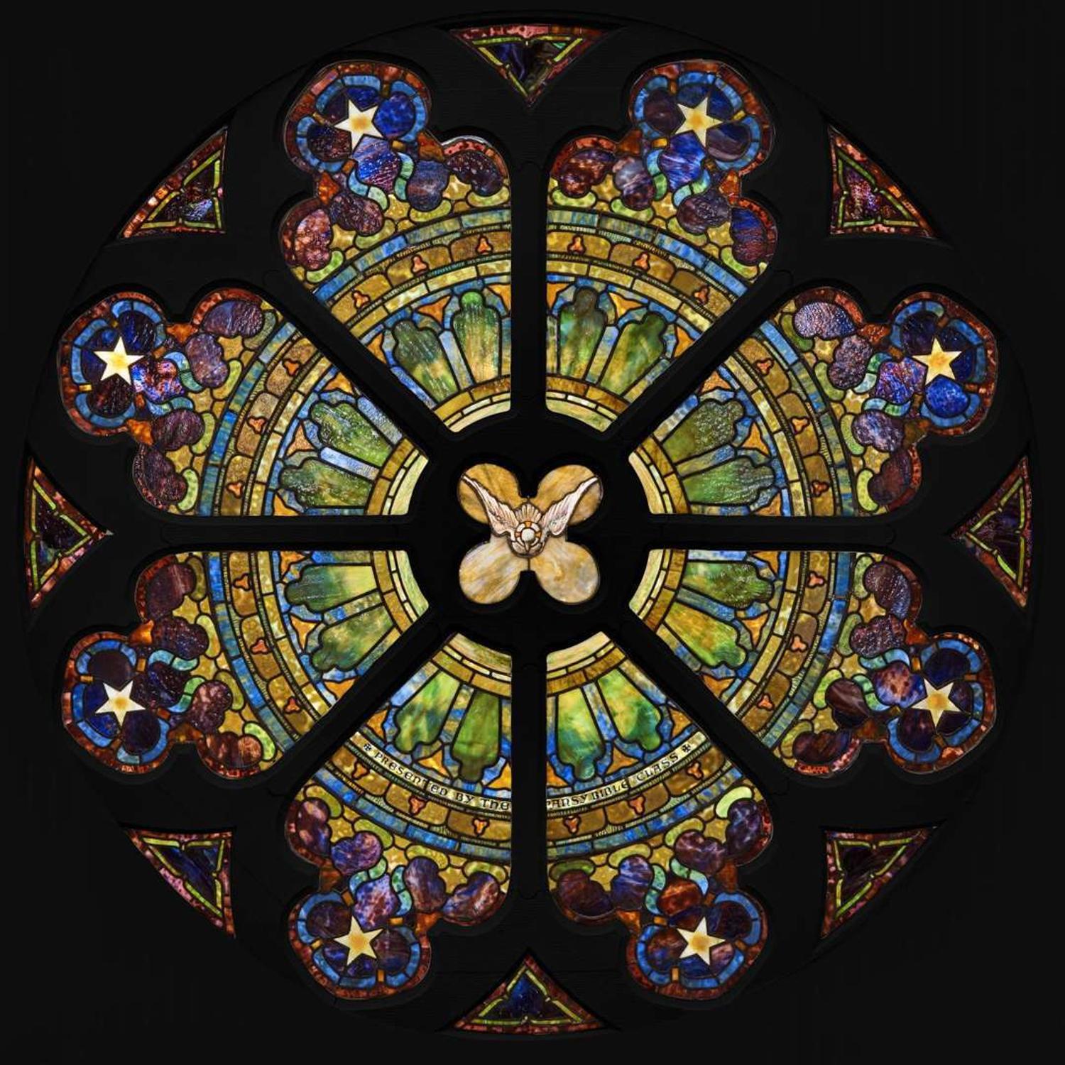 Tiffany Studios (American, active 1878-1932) Rose Window for St. Paul's Presbyterian, Philadelphia, Pennsylvania, circa 1905
