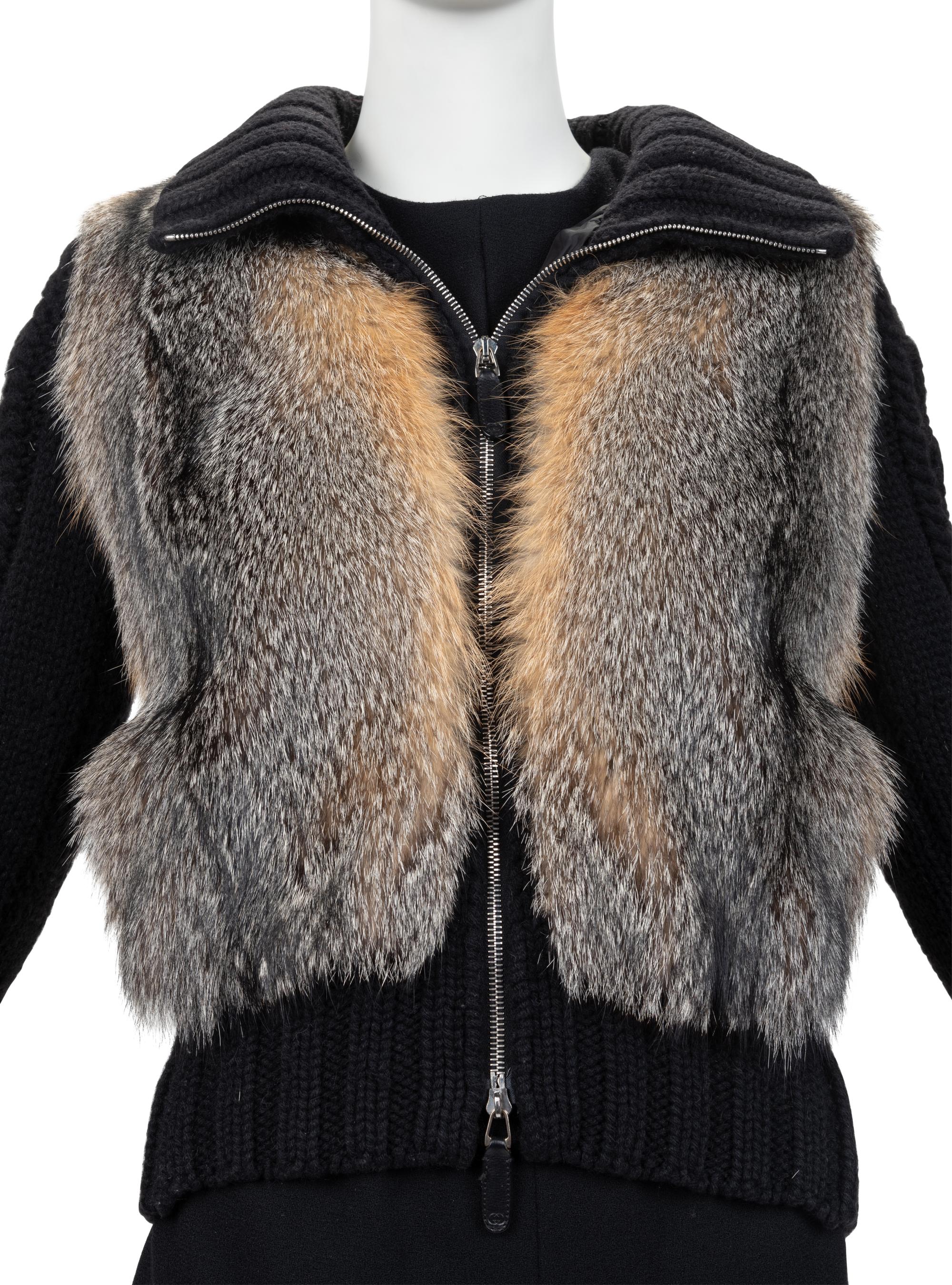 Gucci Fox Fur Trimmed Knit Jacket, 2007