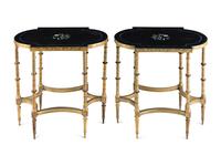 A Pair of Neoclassical Style Gilt Bronze and Pietra Dura Occasional Tables