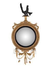 A George III Giltwood and Parcel-Ebonized Girandole Mirror